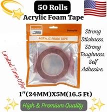 50 Roll 5MX 1" 24MM Acrylic Foam Double Sided Mounting Adhesive Tape VHB NANO 3M