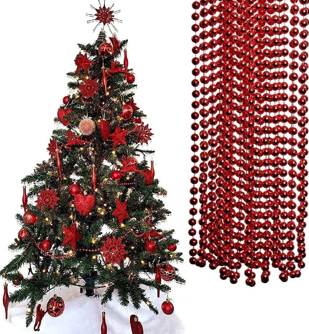 Christmas Tree Room Decoration Bead 8mm, length 3m or 10m Pearl