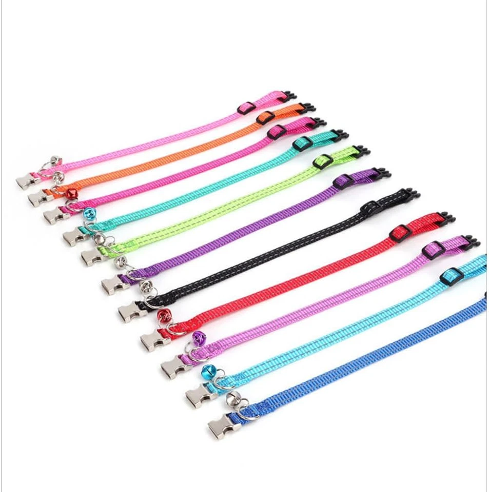 Dog Bell Collar, Reflective Nylon Metal Buckle XS Cat Collars for Tiny Pet Male - Image 4 of 4
