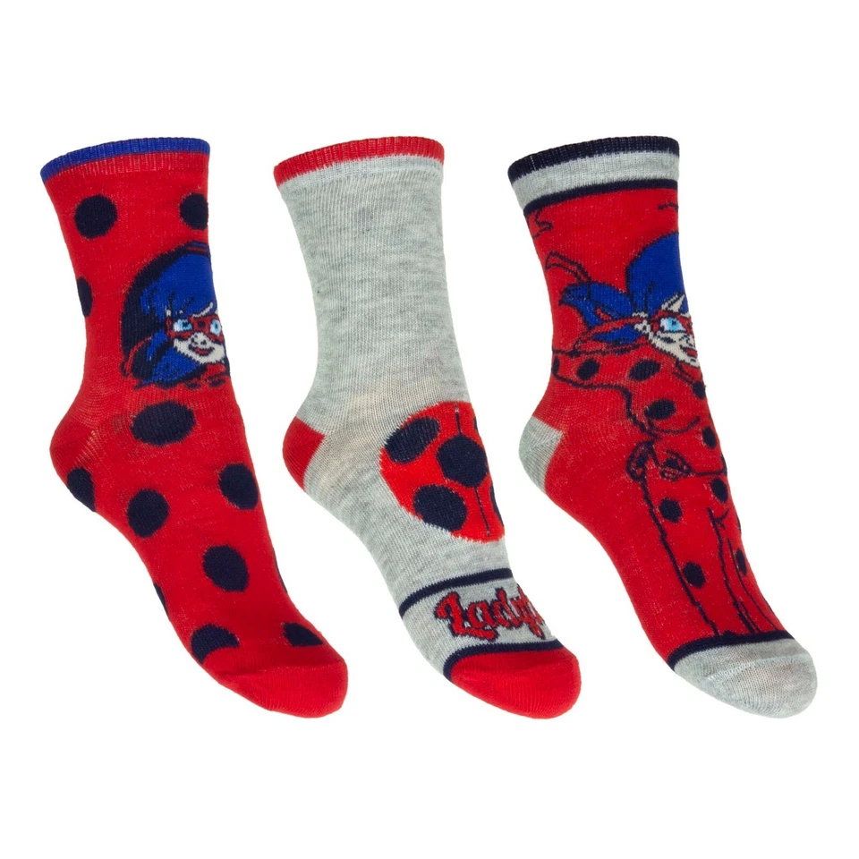 MICKEY MOUSE Miraculous Ladybug Socken Mädchen tolle Farbe 3er Pack Gr.23 bis 34 Kindersocken