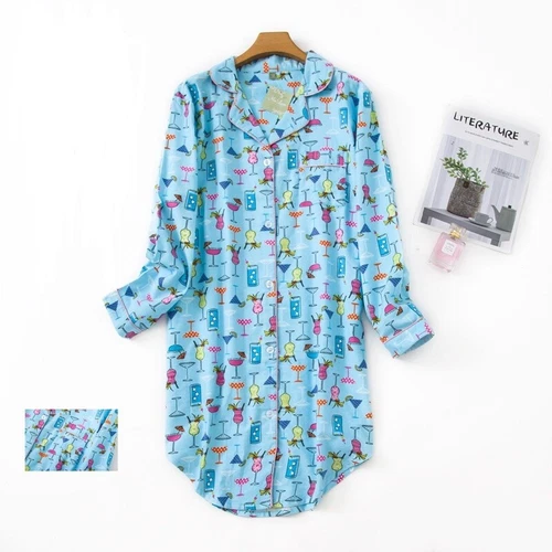Nightgown Women's Flannel Boyfriend Nightshirt - Picture 62 of 77