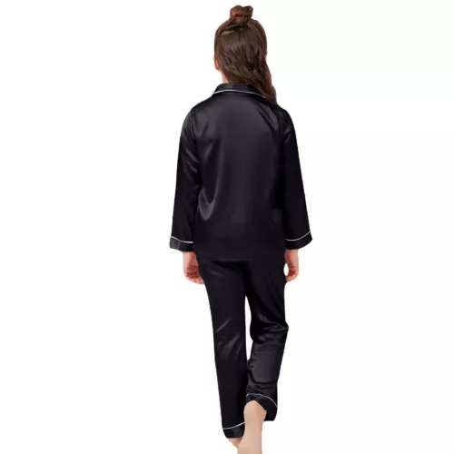New Kids Boys Girls Silk Pajamas Long Sleeve Satin PJs Sets Nightwear Sleepwear - Picture 77 of 83
