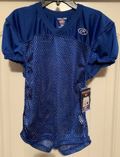 New Rawlings Blue Football Jersey Sz Youth Medium MADE IN USA