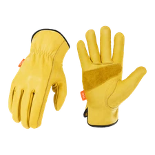 Vgo 1/2/3Pairs Unlined Cow Grain Leather Work Gloves,Driver Gloves(CA9590)