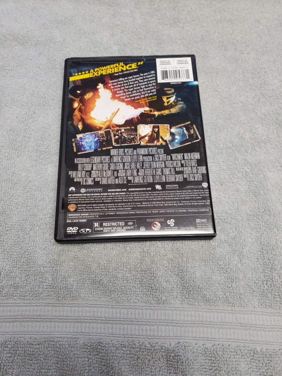 Watchmen DVD W/Case Widescreen Edition 2009 Warner Brothers TESTED
