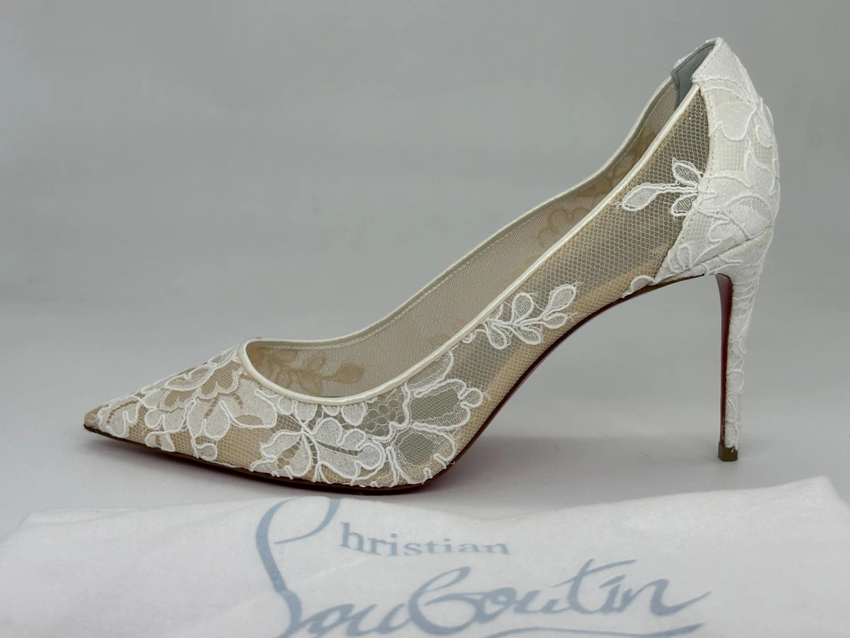 Christian Louboutin Galativi Leather Lace Pumps 85 - White - 40