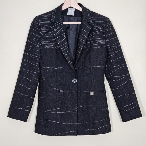 Sandro Blazer Women 38/M Gray Lined France Buttons LS Office Capsule VTG Classic