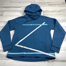 Under Armour Hoodie Womens Medium Blue White Loose Fit Cowl Neck Drawstring