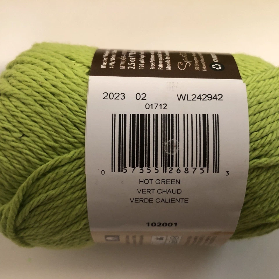 Lote de 8 madejas Lily Sugar' n Cream hilo de algodón verde caliente 2,5 oz 120 yardas ea Foto 3 de 4