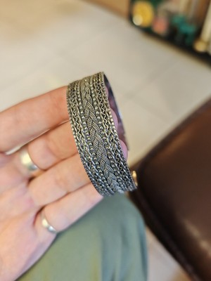 Bracelet En Argent Massif Sterling Ethnique - Style Jonc, Poids 83g, Vintage XIXe Siècle