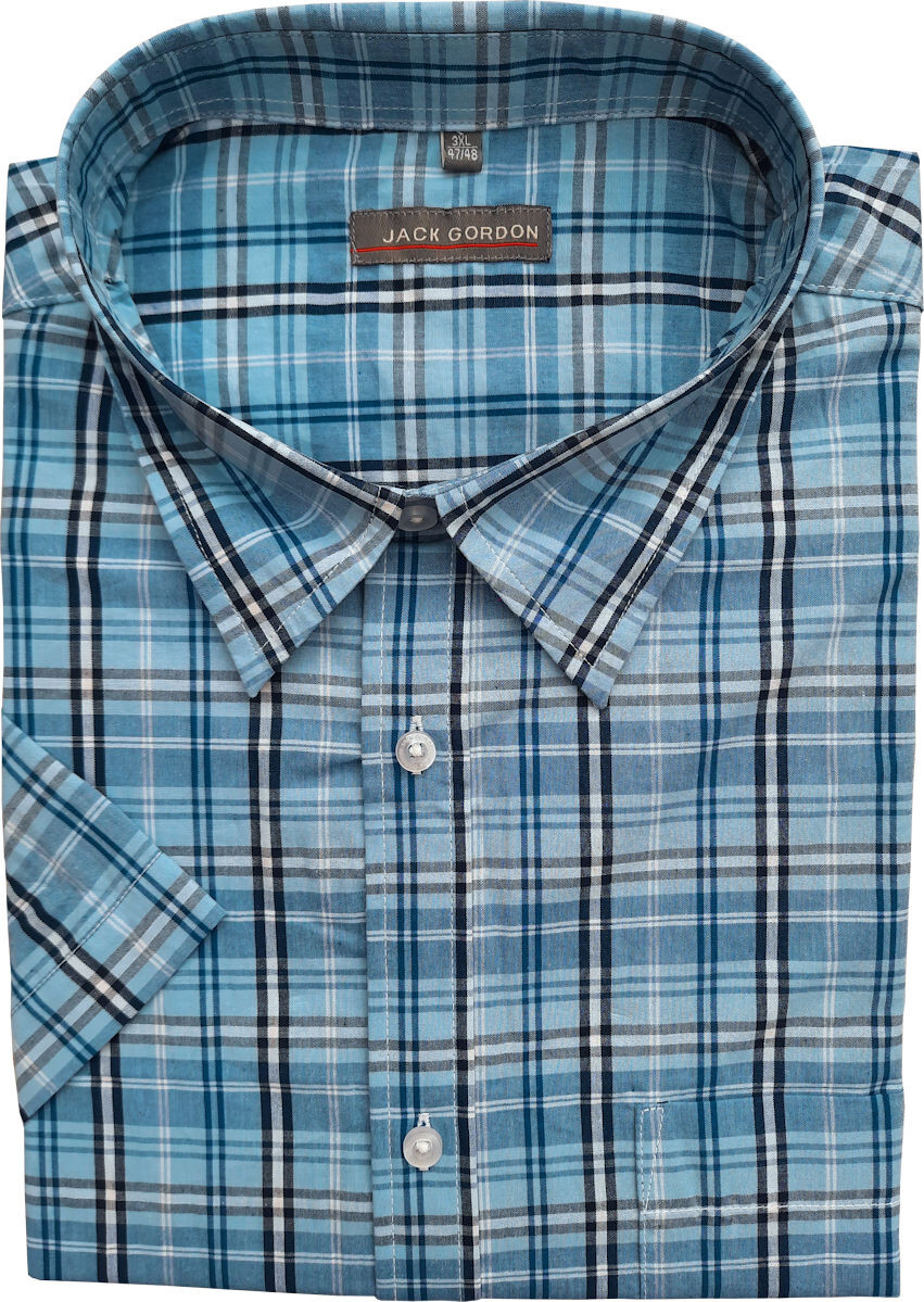 Camicia uomo casual collo classico manica corta quadri taglie forti 5200 foto 3