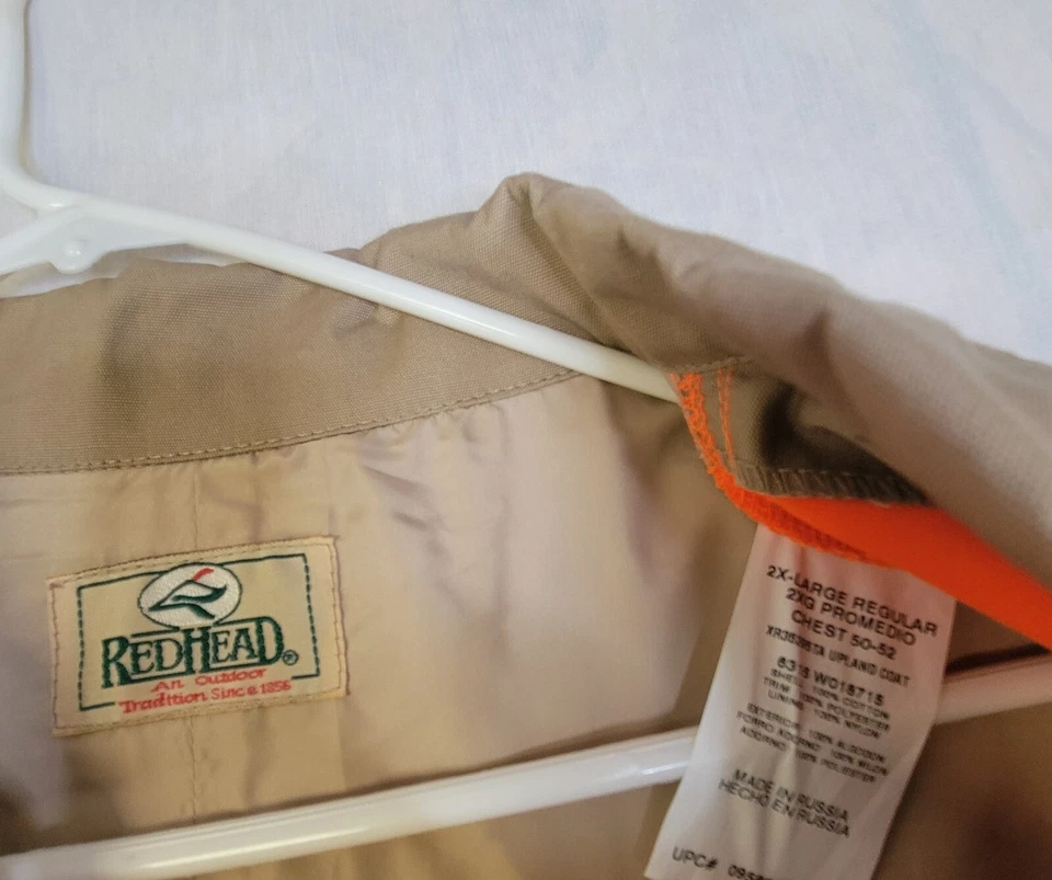 Redhead Hunting Shooting Coat Shirt Men 2XL Tan Orange Long Sleeve Padded New - Image 3 of 4