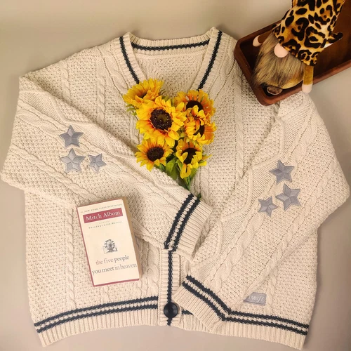 Taylor Swift Star Strickjacke Folklore gestrickt gemütlich faul Strickjacke Pullover Herbst - Bild 10 von 21