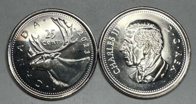 2023 Canadian Quarter W/New King Charles Effigy FIRST STRIKES