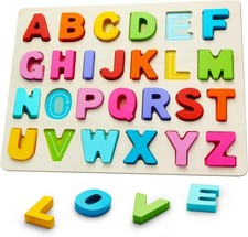 Wooden Puzzles for Toddlers, ABC Alphabet Puzzle, Learning Toys, Preschool Learn