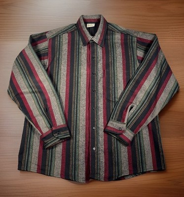 Vintage Five Brother Mens M Heavy Flannel Button-Up Made In USA Striped 90s