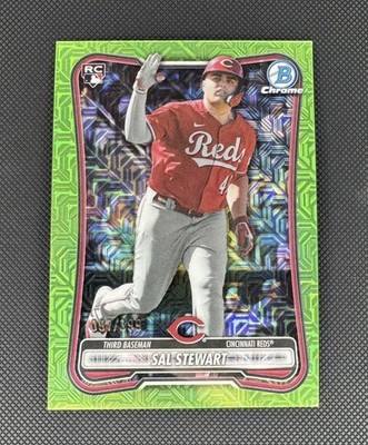 2026 Bowman Sal Stewart Neon Green Mojo Refractors 97/399 RC Reds