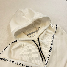 Under Armour Loose Womens Size Large Crop Top Ivory Pullover Hoodie Sweatshirt