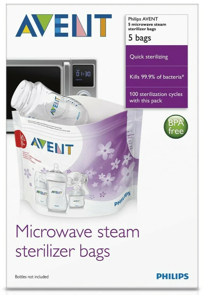 Philips Avent Microwave Steriliser Bags Sterilise Bottles Tick Box to Record Bag