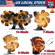 Zistel Fireplace Fan Heat Powered Home Stove Fan Non-electric Fuel Saving Eco US