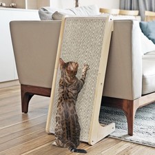 L Shape Cat Scratcher, Sisal Scratching Ramp, Chevron Scratching Pad for Indo...