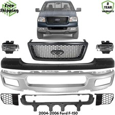 Front Bumper Face Bar Chrome & Grille Assembly Kit For 2004-2006 Ford F-150