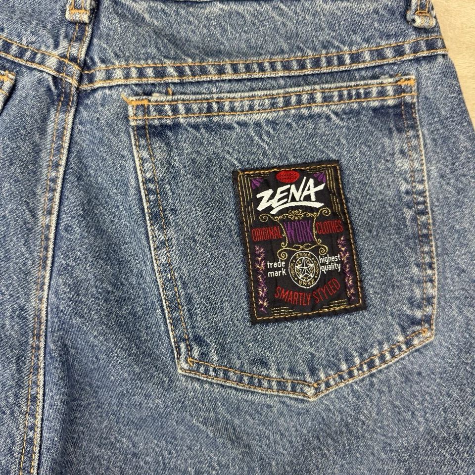 Jeans feminino Zena vintage anos 90 12 (26x30) cintura alta afunilado mamãe ajuste largo EUA - Imagem 2 de 4