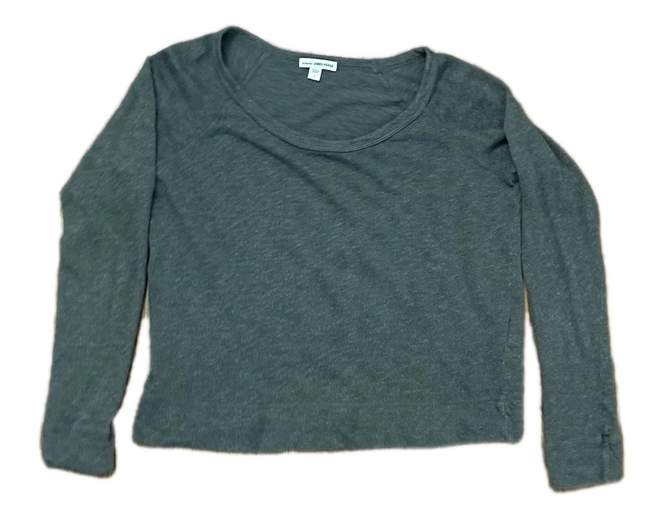 James Perse Women's Long Sleeve Relaxed Top Size 1 Small Gray Soft Round Neck  - Image 2 of 4