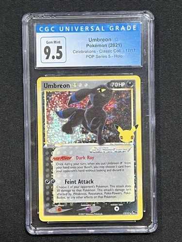 Pokemon Umbreon Gold Star Celebrations Classic Collection 17/17, CGC 10 Gem Mint