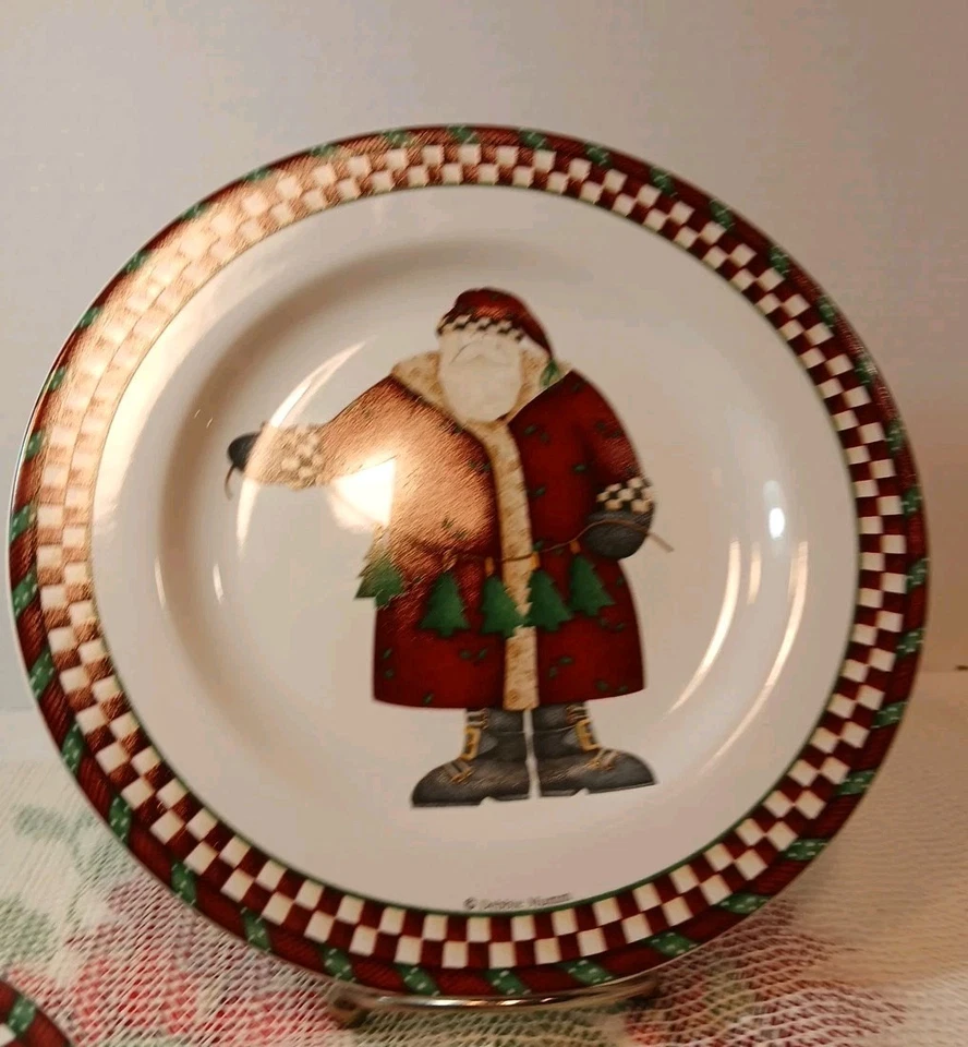 Debbie Mumm Oneida Santa’s Spirit Juego de 4 Platos de Almuerzo de Ensalada Postre Vacaciones Foto 3 de 4