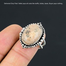 Christmas Deal 925 Silver Natural Peanut Wood Jasper Stackable Ring Jewelry US 8
