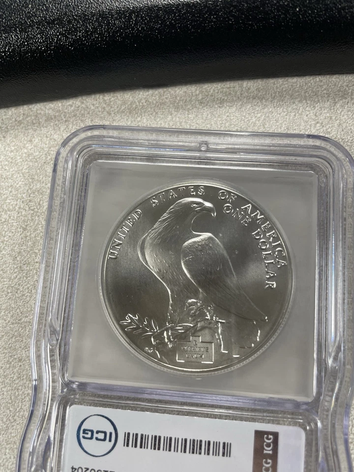 1984 S MS70 USA OLYMPIC Silver Commemorative $1-ICG Hutto Signed White Label - Image 4 of 4
