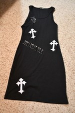 BLACK RIBBED COTTON DRESS SAFETY PINS FASHION NOVA PUNK GOTH