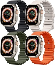 4 Pack Soft Silicone Strap Compatible with Apple Watch Ultra 49mm 45mm