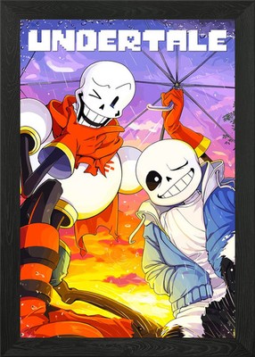 Undertale: Sans and Papyrus in Rain gerahmtes Wandbild Poster Druck Bild