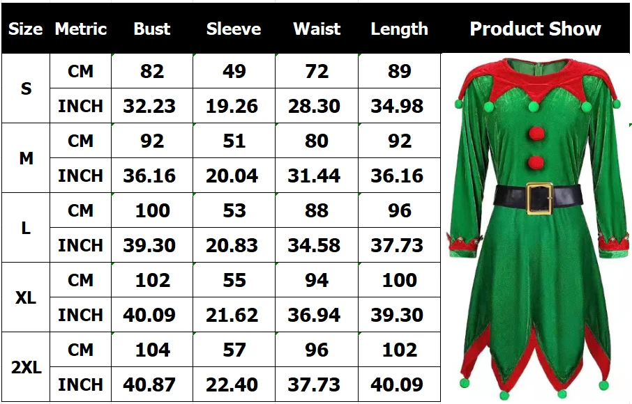 Womens Elf Cosplay Costume Full Set Christmas Party Adult Kids Xmas Santa Outfit - image 3 of 4