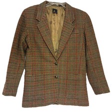 Vintage Liz Sport Petites Wool Blend Houndstooth Blazer Women s Size 6 Preppy