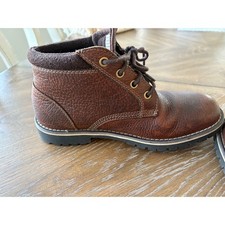 GH Bass Luxe Men Brown Pebbled Leather Lace Up Ankle Lug Sole Boots 7M 02P2-2886