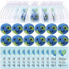 12 Sets Earth Day Party Favors Bulk Handmade Crochet Globe Balls Mini Knitted Ea