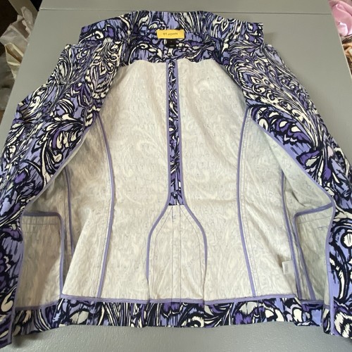 St John Womens Blazer Jacket Size M Purple Floral Paisley Buttons silk blend - Picture 13 of 15