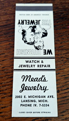 Vintage Matchbook: Mead's Jewelry, Lansing, MI