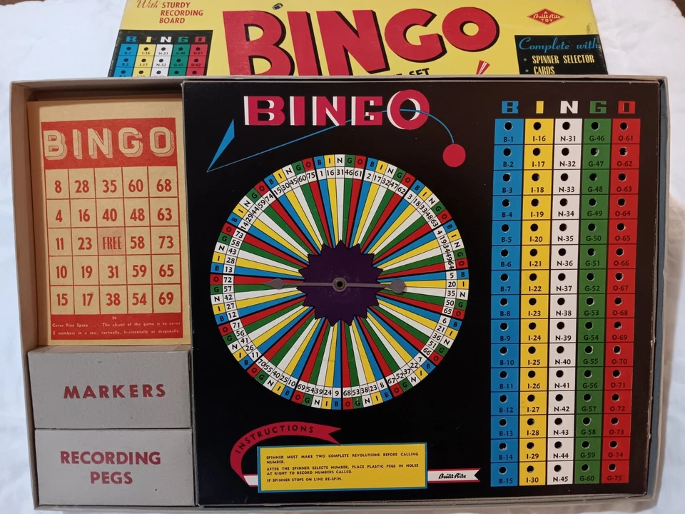 Vintage 1950s Bingo Game Set – Complete Cards & Markers – Retro Board Game - Image 2 of 2