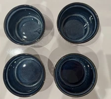 BASQUE CERAMIC RAMEKINS STONEWARE SET Of 4  6 oz GLOSSY ANDALUSIAN BLUE AB008