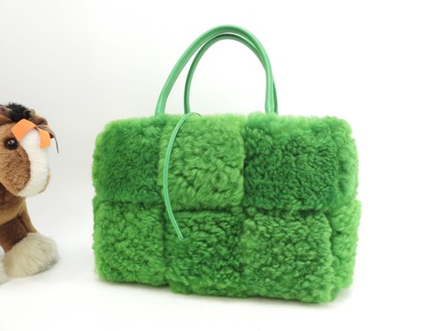 Bottega Veneta Medium Arco Tote Bag Wool Calf Leather Green Top Handle japan