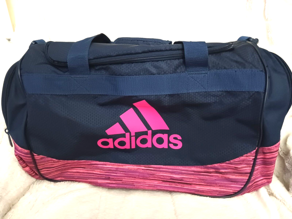 ADIDAS Gym Bag Duffle Carry On Navy Pink Shoe Pocket Shoulder