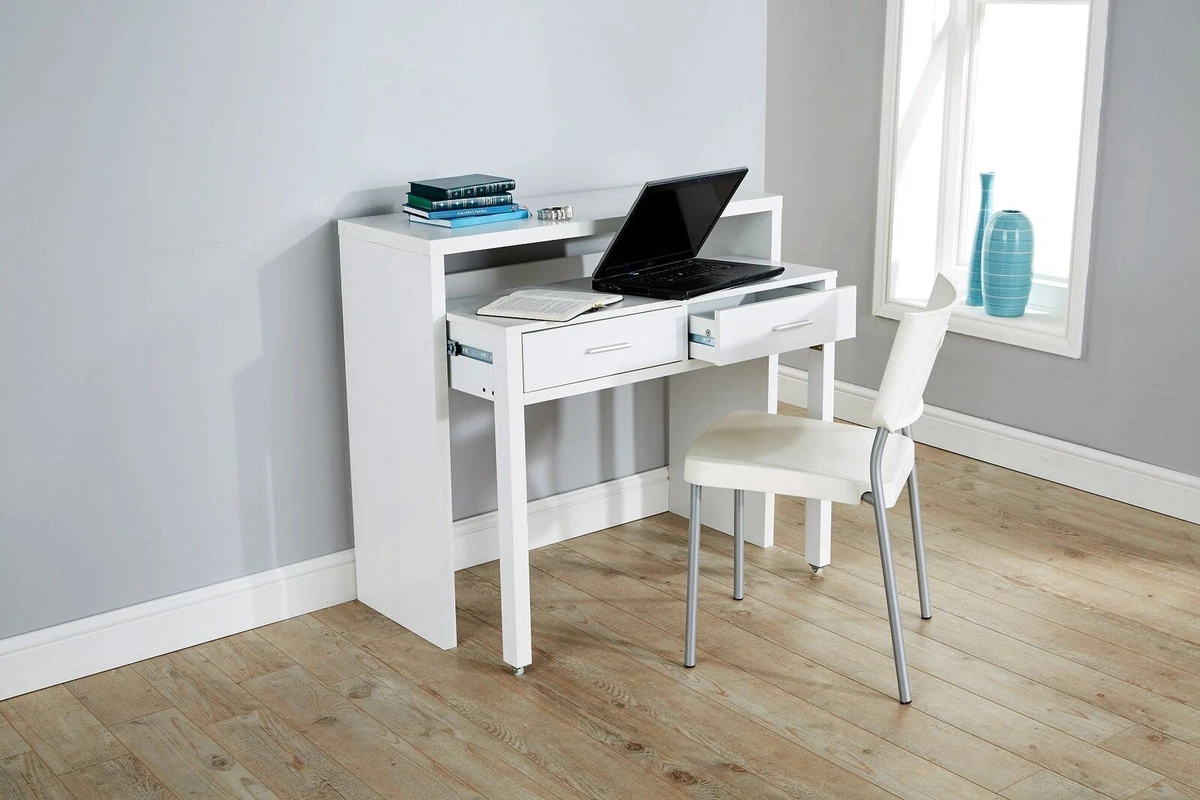 Regis extending console desk white deals