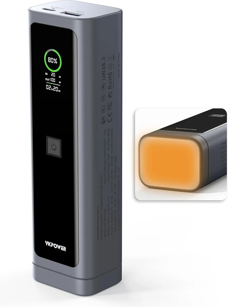 Power Bank 100W, 10000mAh 2-Port Portable Charger with Smart Digital Display