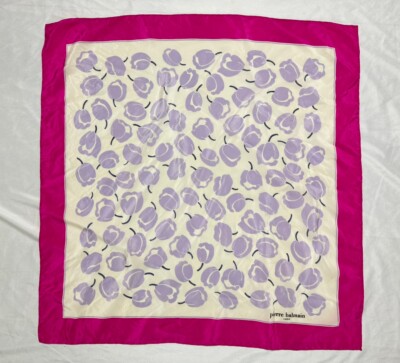 Pierre Balmain Paris 100% Seide  Schal Tuch 72 x 72 cm Blumen  Muster