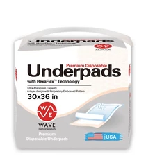 Wave Medical 100 30x36 ULTRA Absorbent Disposable Incontinence Underpads