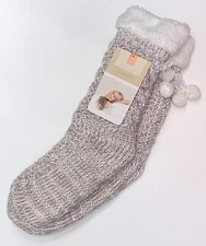 NEW Fuzzy Long Shimmer Slipper Socks Non Skid Sequin Women's Sizes 8-10 Pink